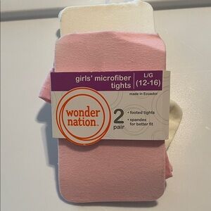 Wonder Nation Pink and White Girls' Microfiber Tights